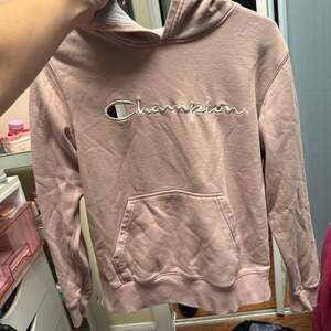 Champion Girls Pink Pullover Hoodie with Gray Lined Hood Spellout Logo Size L